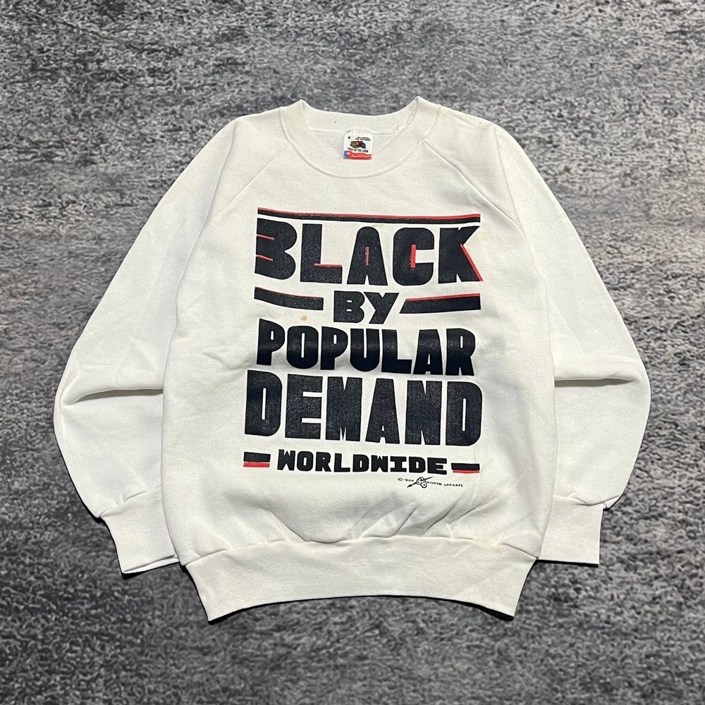 Vintage‎ 80s Black By Popular Demand Crewneck Sweatshirt Size Small White USA